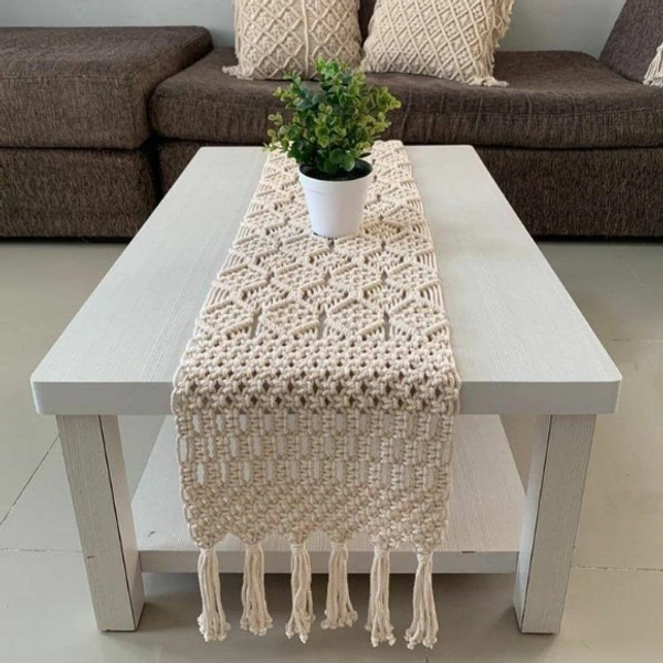 Macrame Table Runner - 12"x60", natural